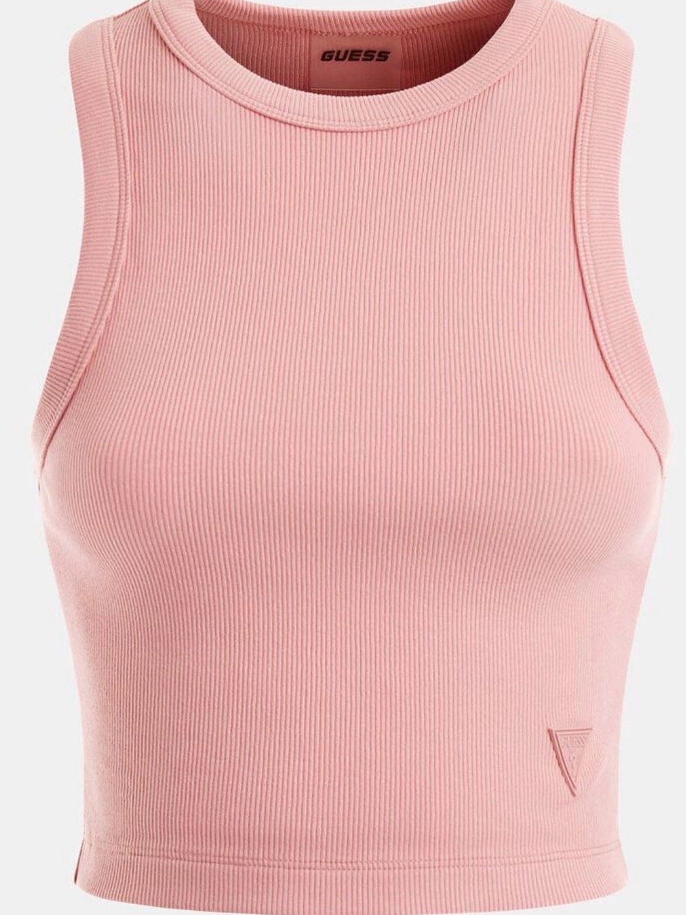 GUESS Pink Ribbed Crop Tank Top - Picture 3 of 7